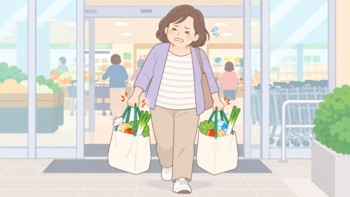 エコバックを両手に持つ女性