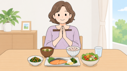 健康的な食事をする女性
