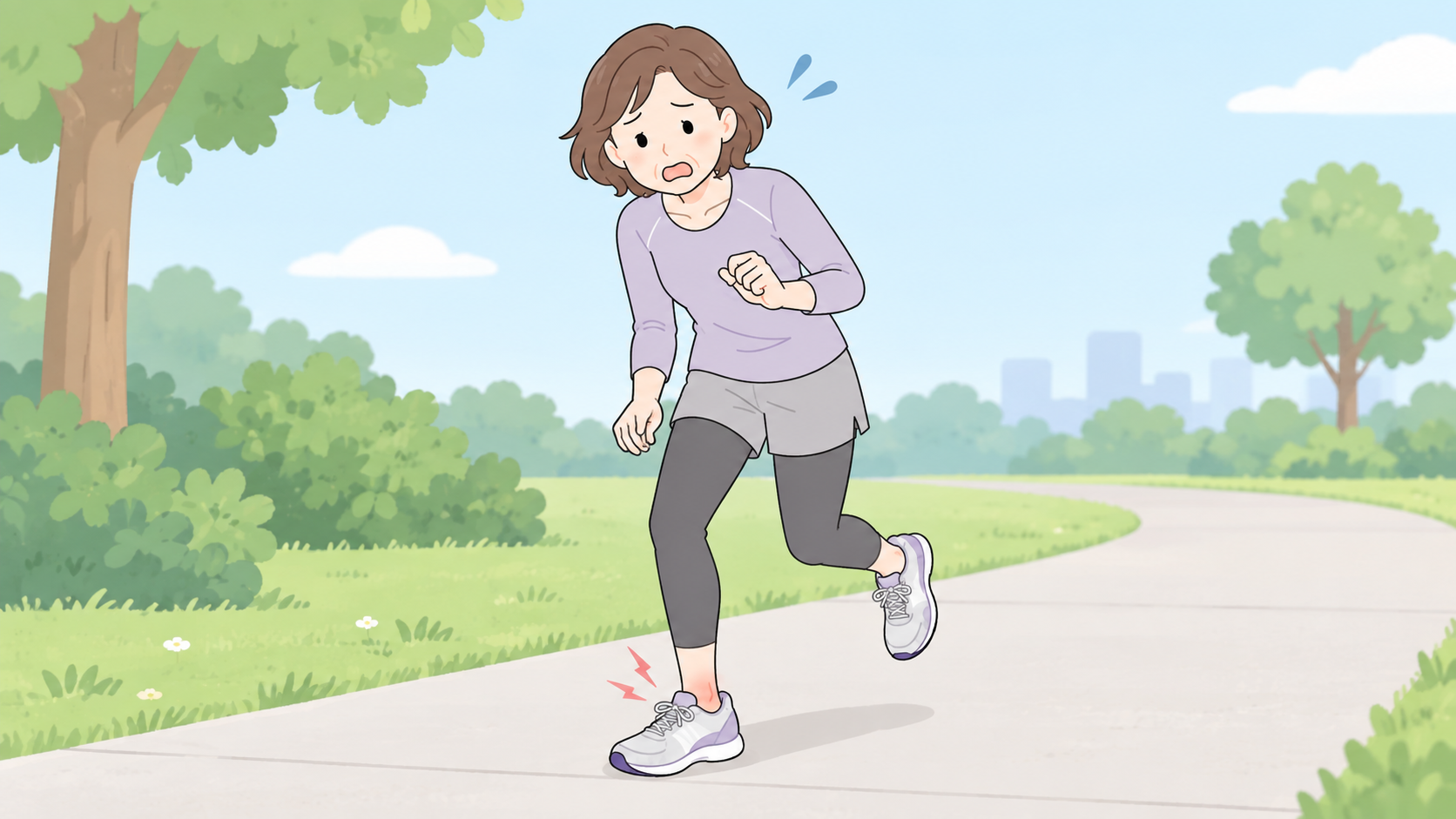 ランニング途中で足が痛む女性